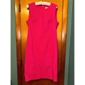 Calvin Klein Pink and White Polka Dot Tank Sheath Party Cocktail Dress Size 14